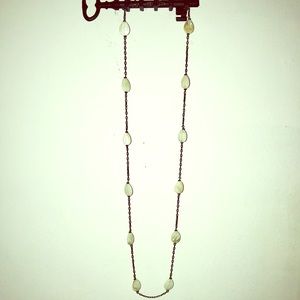 Long Necklace with White Leaf Accents